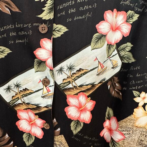 Vintage White Stag Hawaiian Button-Up Camp Shirt Women Size 16W Woven Tropical - Picture 7 of 9